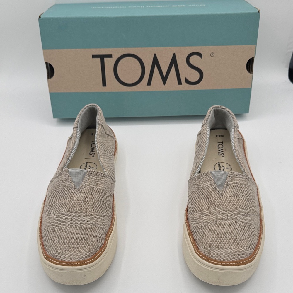 TOMS Beige Slip-On Shoes With Original Box